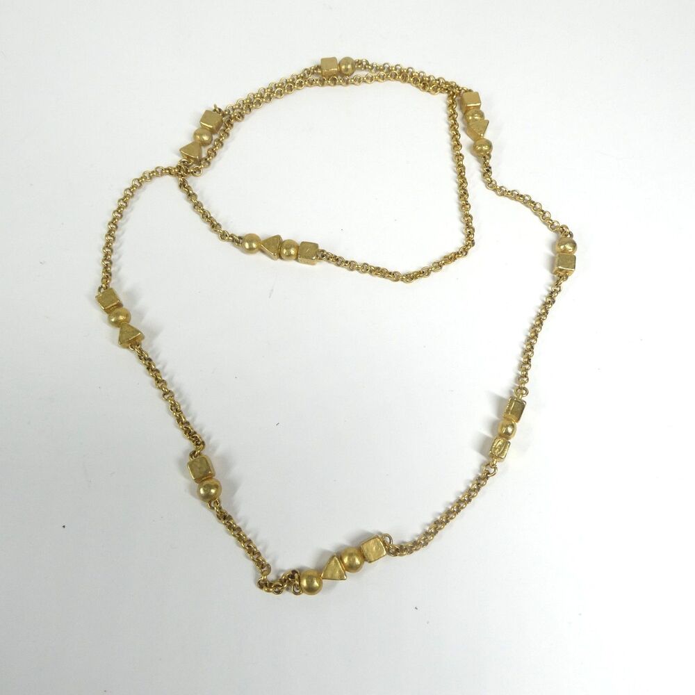 Vintage Necklace Orfor Signed Costume Jewelry Goldtone Chain Long 34"